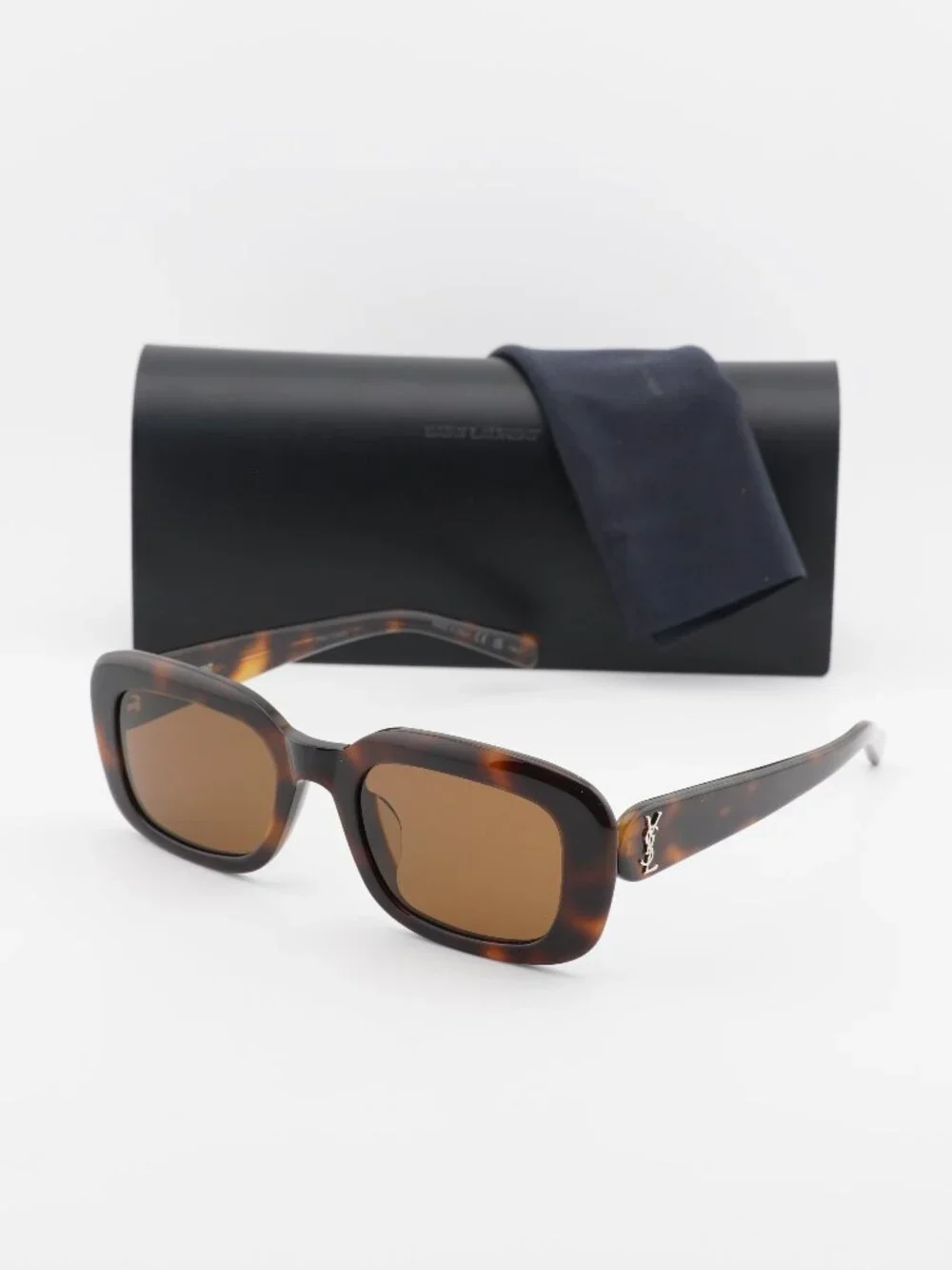 Saint Laurent SLM130/F 004 Rectangle Sunglasses - Havana/Brown